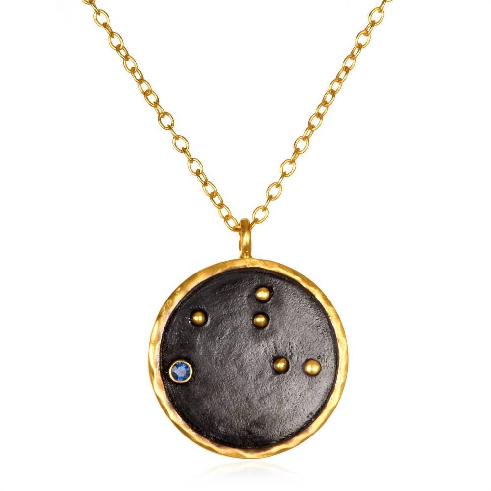 NEW SATYA JEWELRY women's virgo zodiac sapphire necklace in gold/black